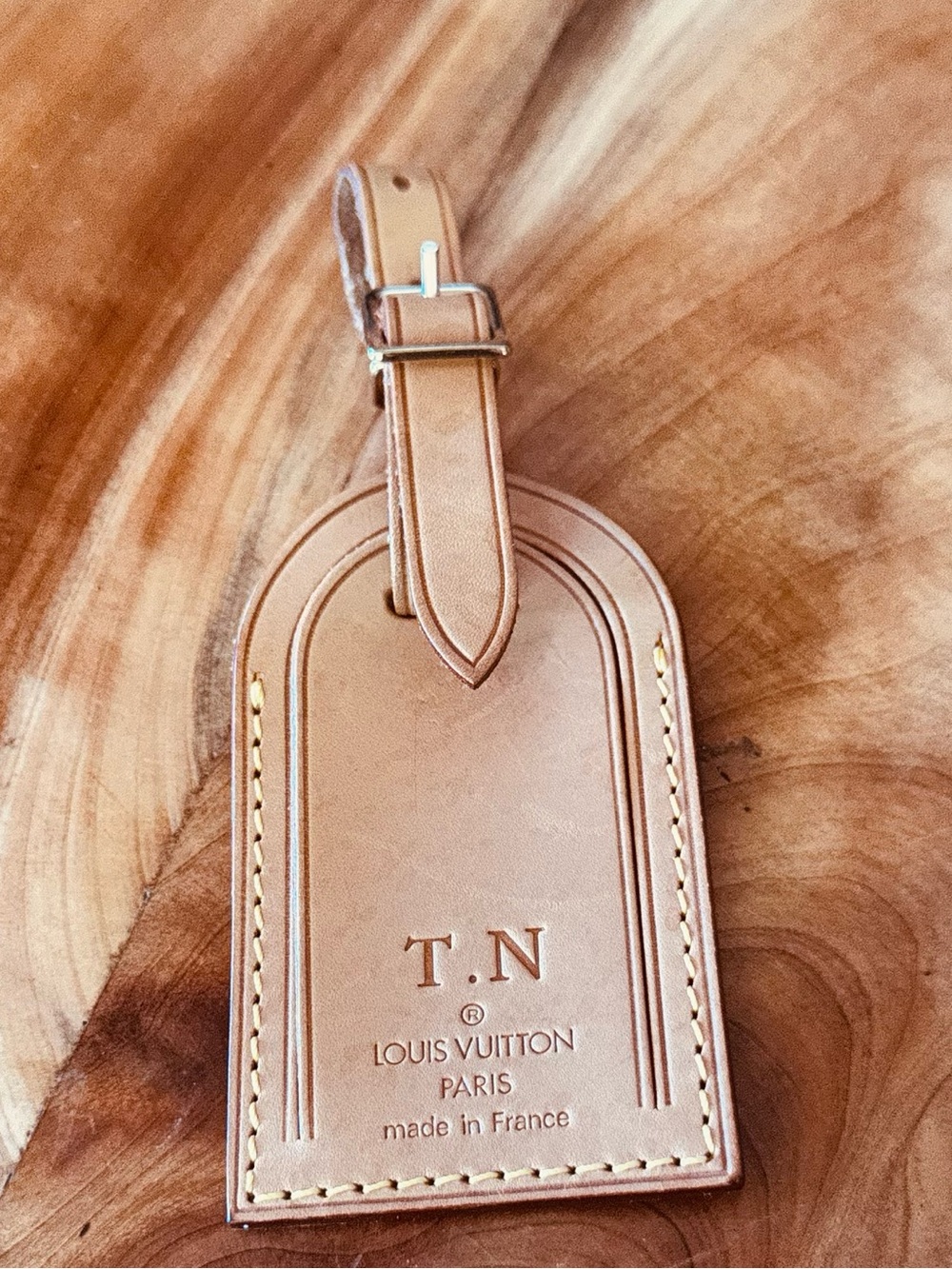 Louis Vuitton luggage tag leather made in France